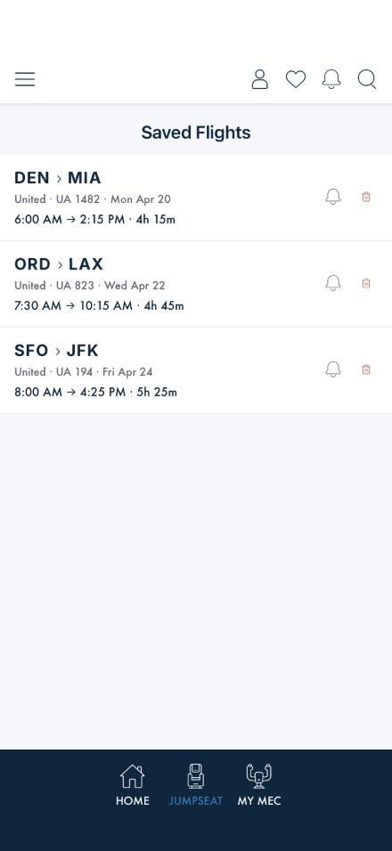 Live saved flights