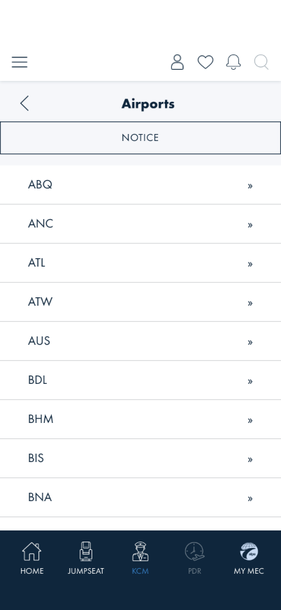 Built KCM Airports list