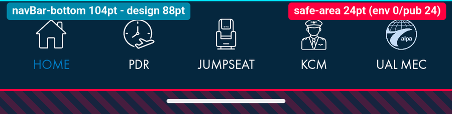 Android tab bar rendering at 104pt