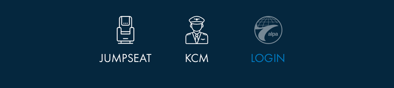 Signed-out tab bar with JUMPSEAT, KCM and LOGIN centre-clustered