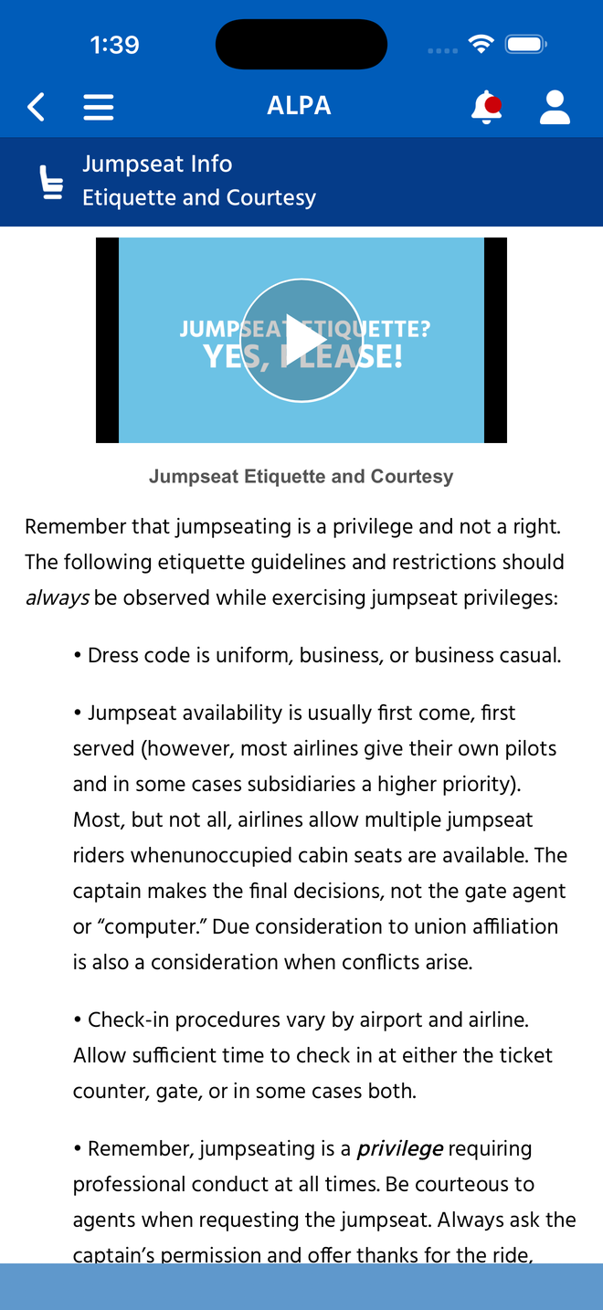 Native XAML Jumpseat Etiquette page