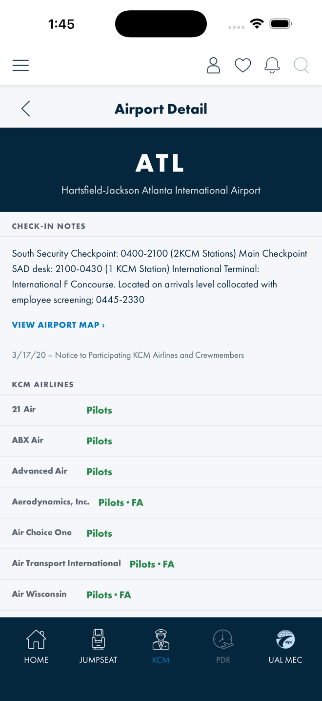 Blazor /kcm/airport/ATL page — IATA hero, check-in notes and KCM airlines list