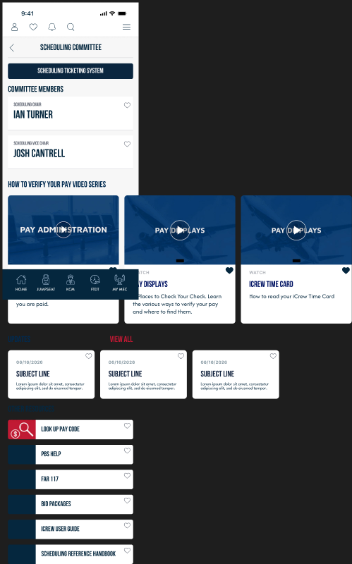 Scheduling Committee detail screen