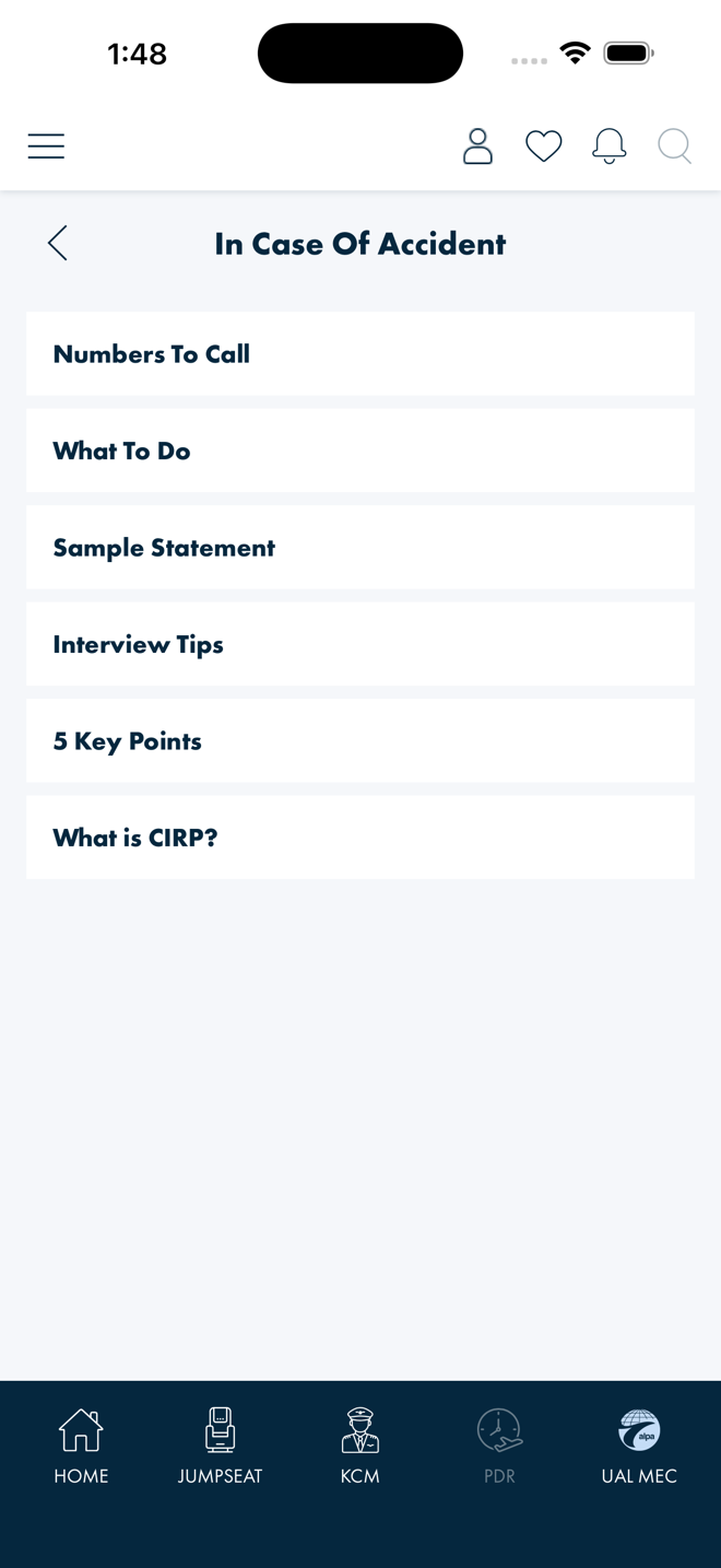Blazor In Case Of Accident page — six sub-topic rows rendered with CardSmall