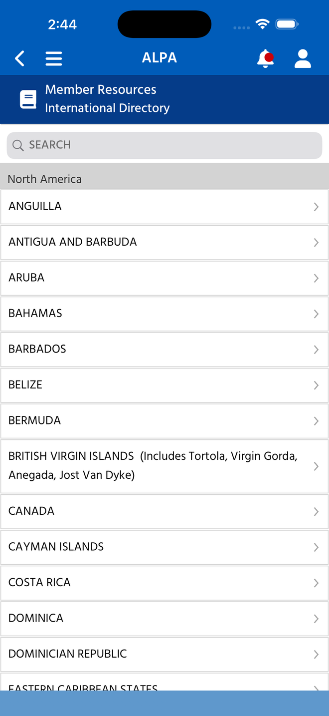 Native International Directory page