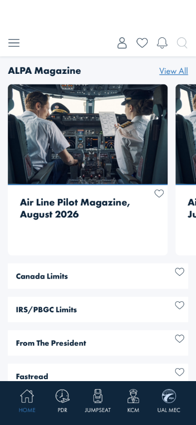 Home Preview with the ALPA Magazine carousel and document category rows