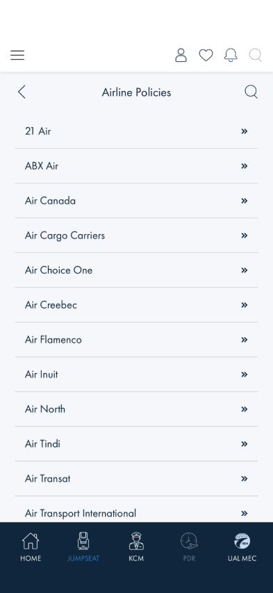 Airline policies list
