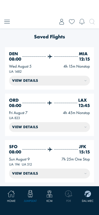 Saved flights