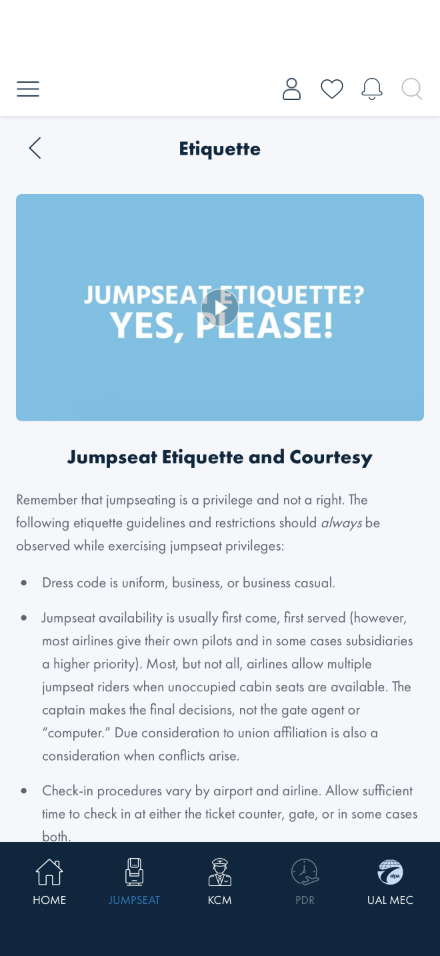 Etiquette page with real jumpseat-etiquette content