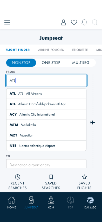 Typeahead suggestions under the FROM field