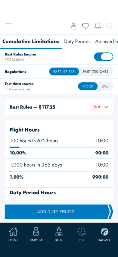 FTDT dashboard, Cumulative Limitations tab