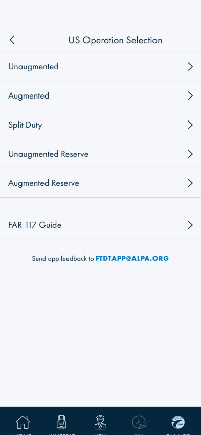 Operation type selection
