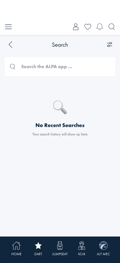Search screen idle state showing a No Recent Searches empty-state placeholder, no Browse shortcuts