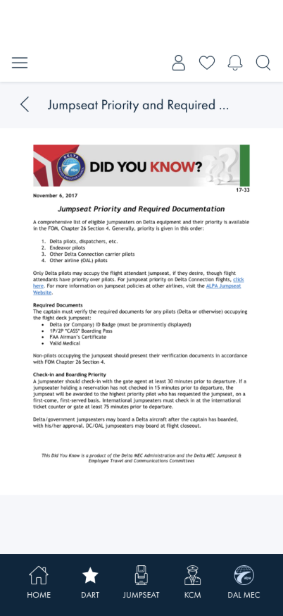Tapping a Document search result opens the real document viewer