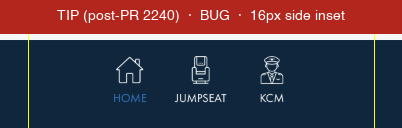 Post-merge bottom nav before the fix, cluster extends past the 28px guideline