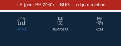 Post-merge bottom nav before the fix, tabs stretched to the edges